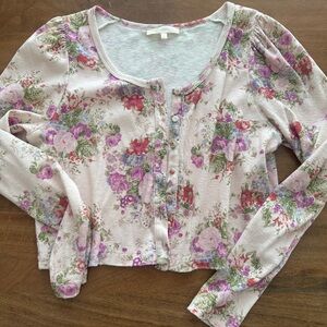 Love Shack Fancy cropped floral cardigan medium